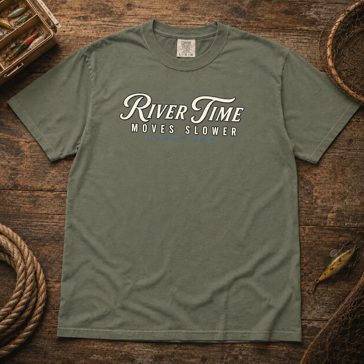 River Time Moves Slower t-shirt in Midnight, photo 5