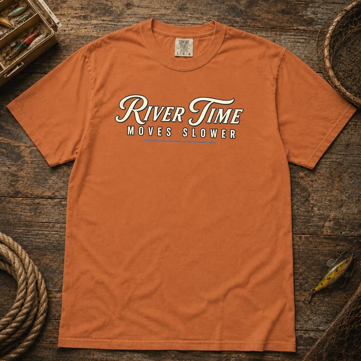 River Time Moves Slower t-shirt in Midnight, photo 9