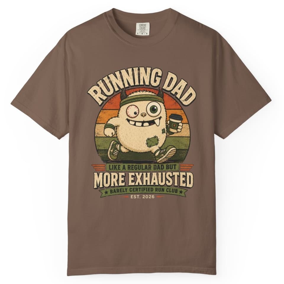 Exhausted Running Dad t-shirt in Black, photo 3