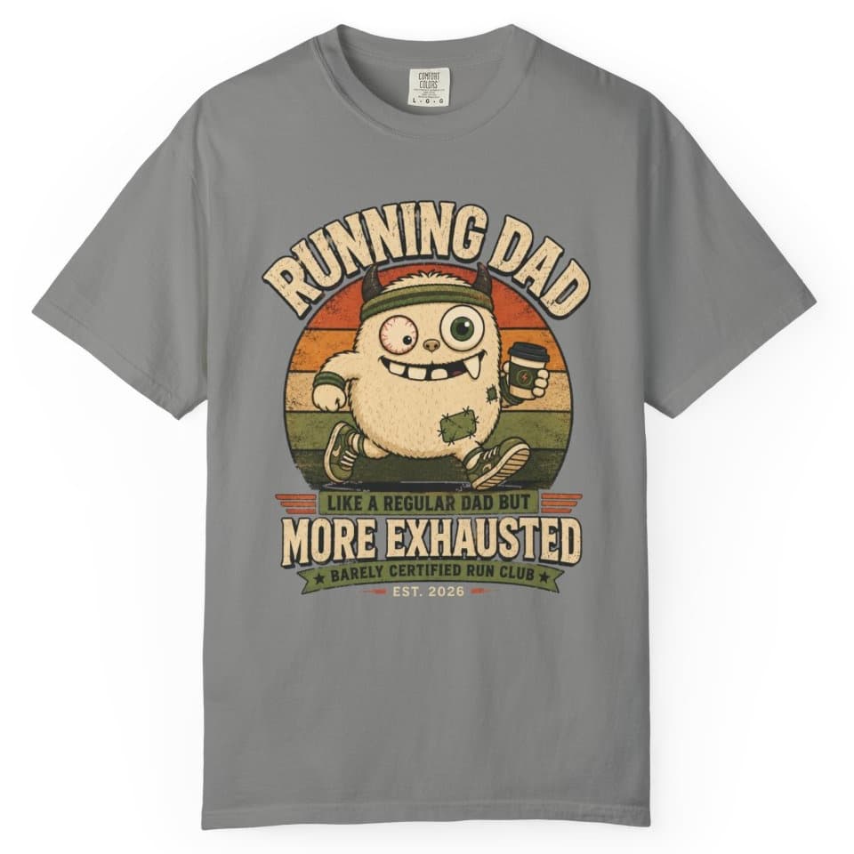 Exhausted Running Dad t-shirt in Black, photo 7