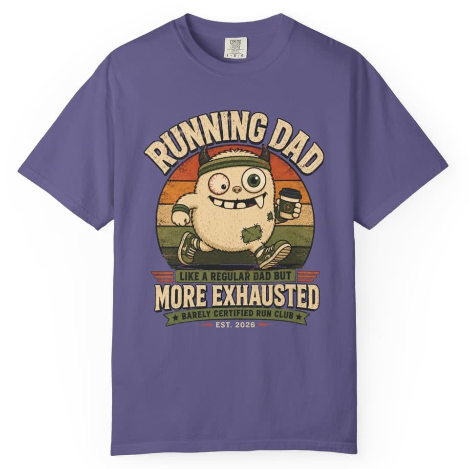 Exhausted Running Dad t-shirt in Black, photo 6