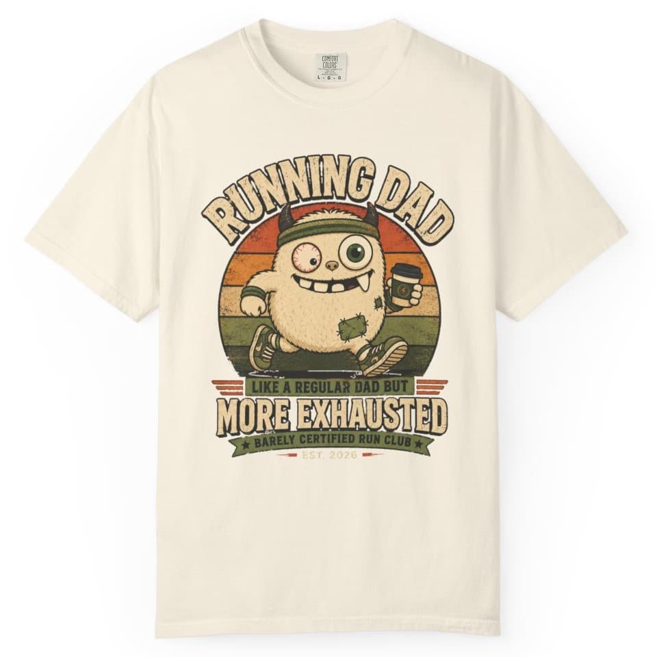 Exhausted Running Dad t-shirt in Black, photo 10
