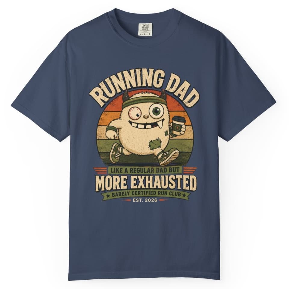 Exhausted Running Dad t-shirt in Black, photo 2