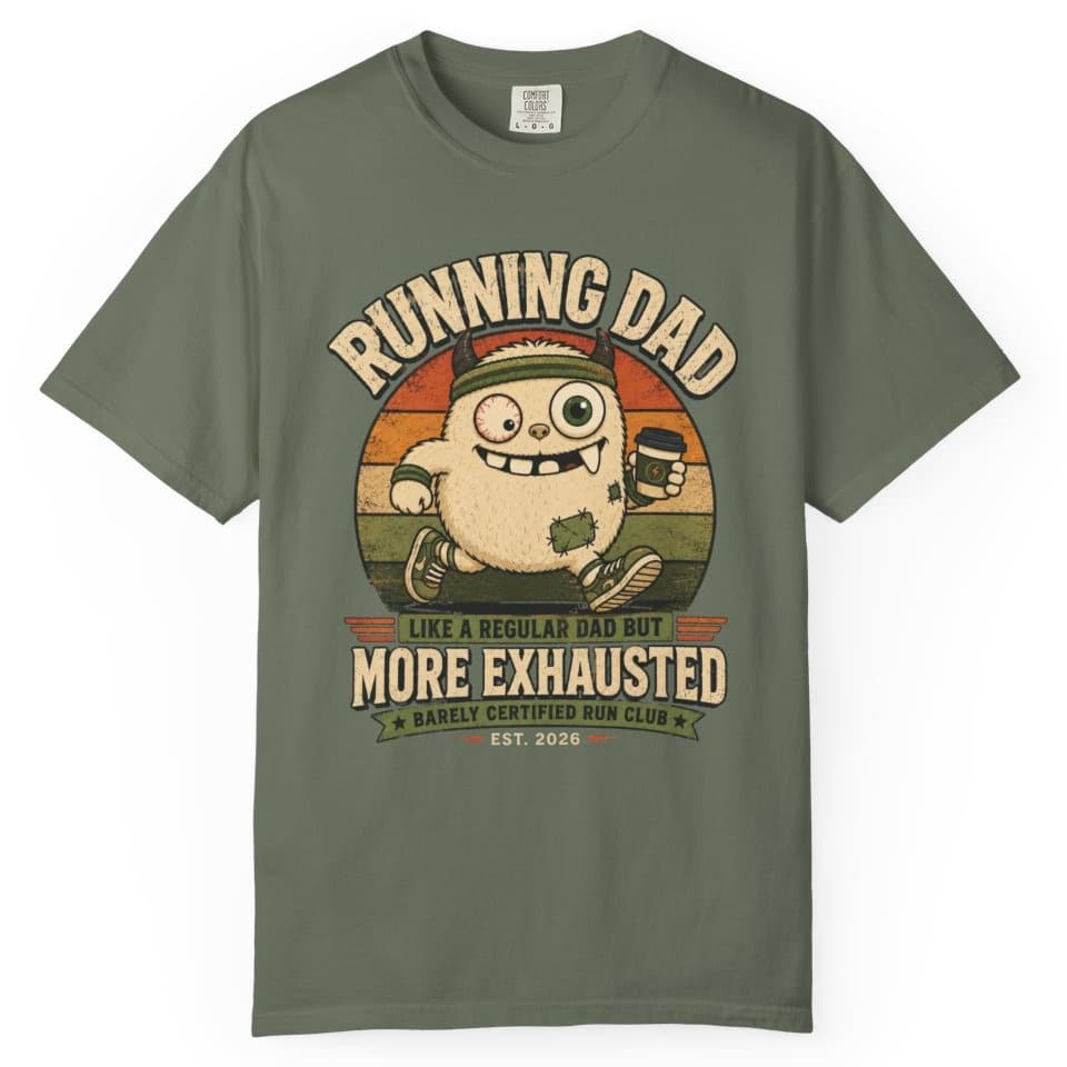 Exhausted Running Dad t-shirt in Black, photo 5