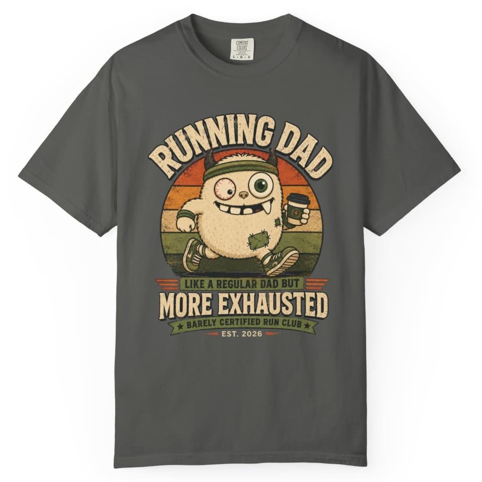 Exhausted Running Dad t-shirt in Black, photo 4